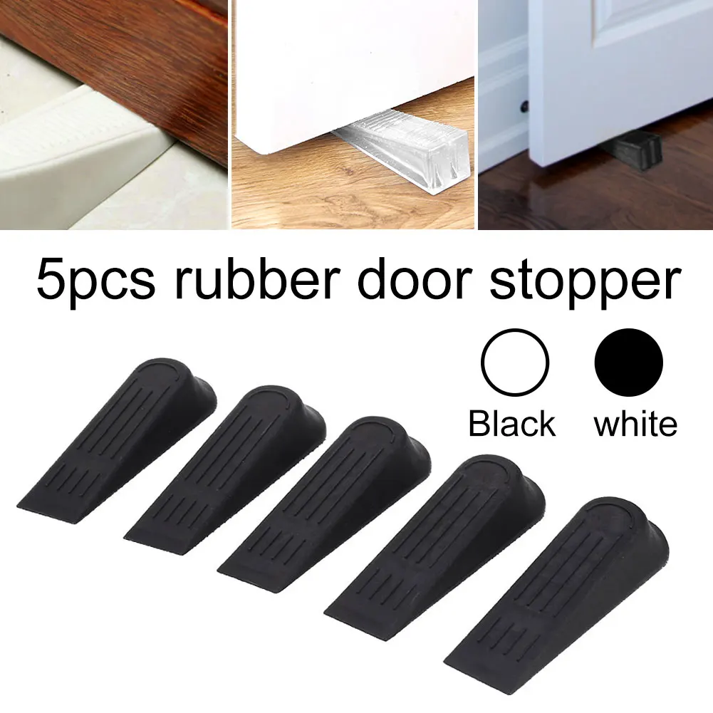 

Retaining Bumper Door Stoppers Anti-Pinch Rubber White/Black Guard Device Office Accessories Doorstops Workplace Supplies 5pcs