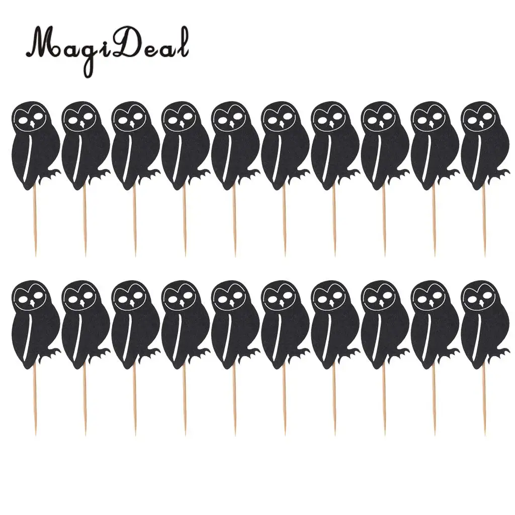 MagiDeal Lovely 20Pcs Glitter Owl Animal Cake Cupcake Topper Picks for Baby Shower Birthday Party Halloween Decor Prop 3 Colors
