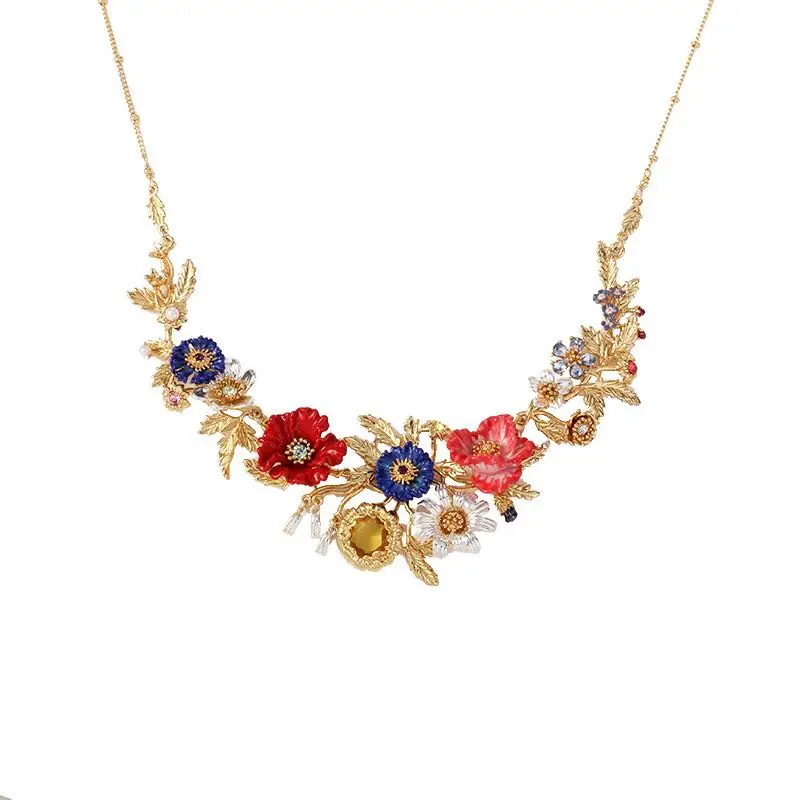 

2019 Amybaby Luxury Enamel Glaze Sky Cornflower Sunflower Womens Necklace Jewelry For Party