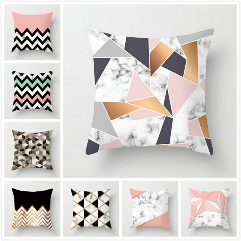 

45*45cm New Geometric Stripe Pillow Case Square Polyester Pillowcases Bedroom Home Office Decorative