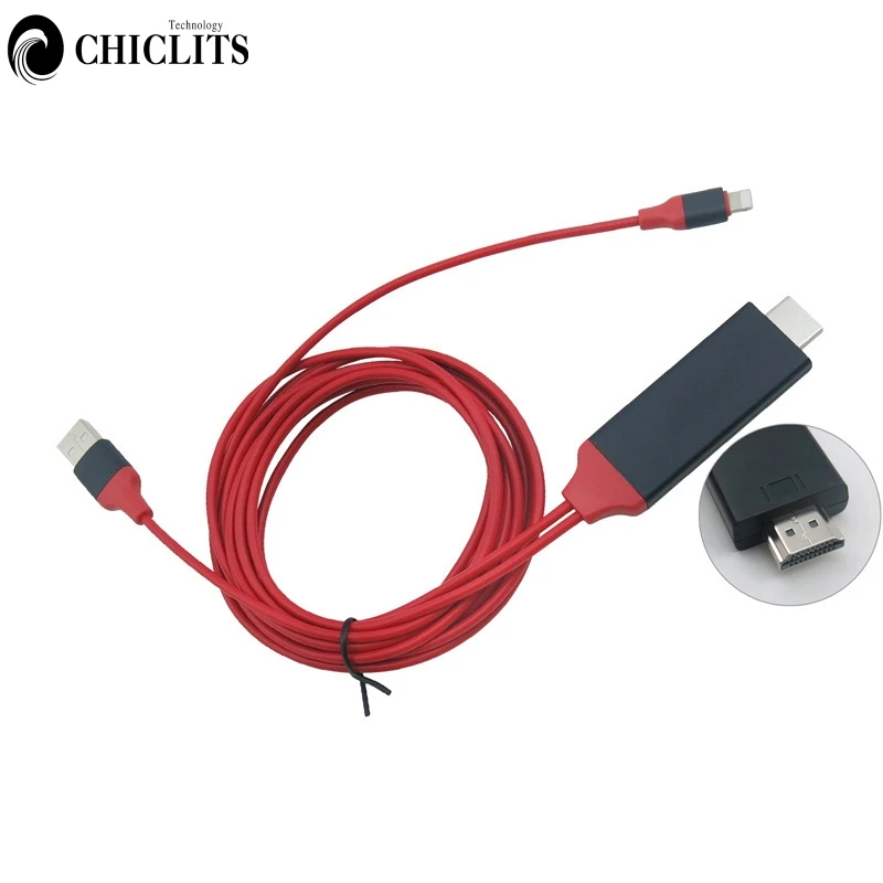 2 м USB 8 Pin к HDMI HDTV AV кабель адаптер для освещения iPhone 7 Plus XPlus 6S 6 Кабель зарядки| |