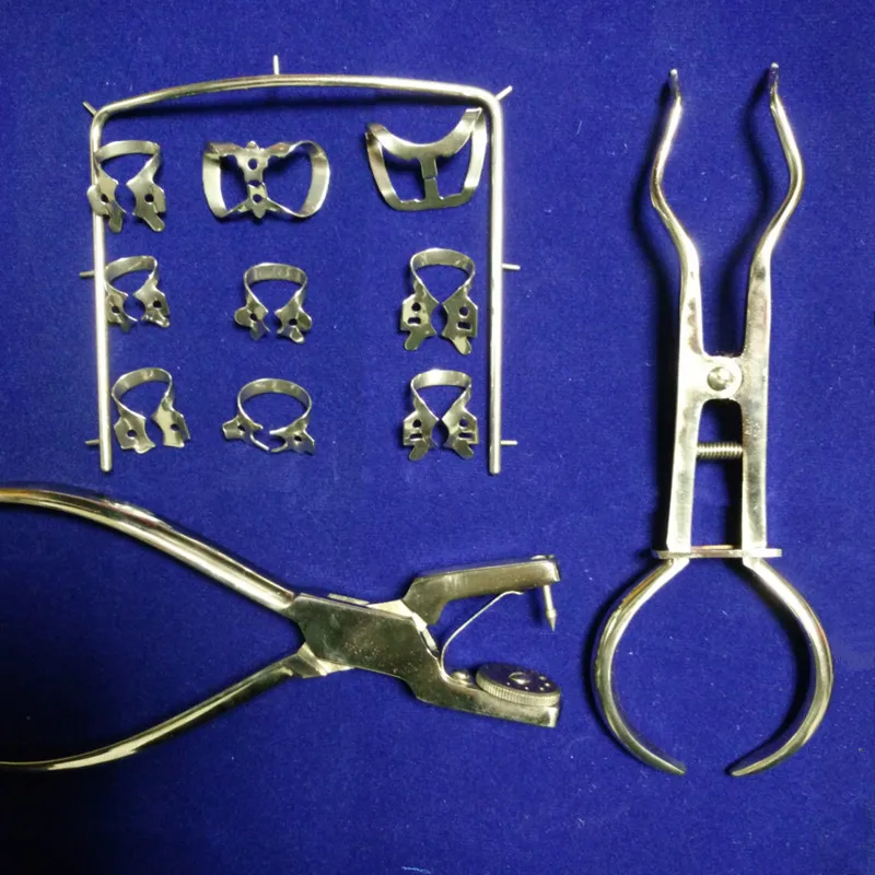 Buy 1set 12pcs Stainless Steel Dental Rubber Dam Kit