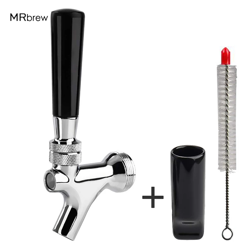 Chrome Plated Brass Draft Beer Keg Tap Faucet With Black Handle & Tap