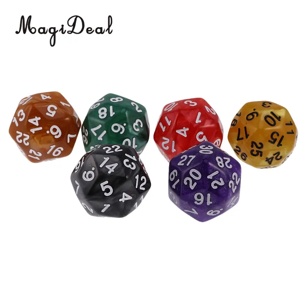 MagiDeal Hot Sale 12Piece Acrylic D30 D24 Polyhedral Dice Dies for D&D TRPG Party Board Game Toy Pearl
