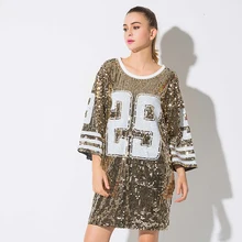 29 Футболка с принтом, женская, расшитая блестками, свободная, длинная, футболка для женщин, плюс размер, рукав-колокол, женские топы, футболка