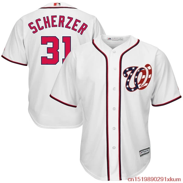 MLB Для мужчин мужские Вашингтон Макс Scherzer Бейсбол белый 2017 cool - Цена: 