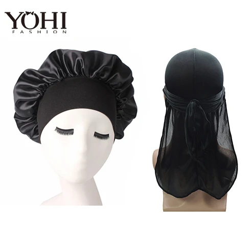 Fashion Men's Silk Durag Bandana Headwear Wide Doo Rag Bonnet Polyester Cap Comfortable Sleeping Hat 2pcs/lot 2pcs 150w built in crossover car silk high efficiency dome tweeter audio loudspeaker car stereo treble speaker for car