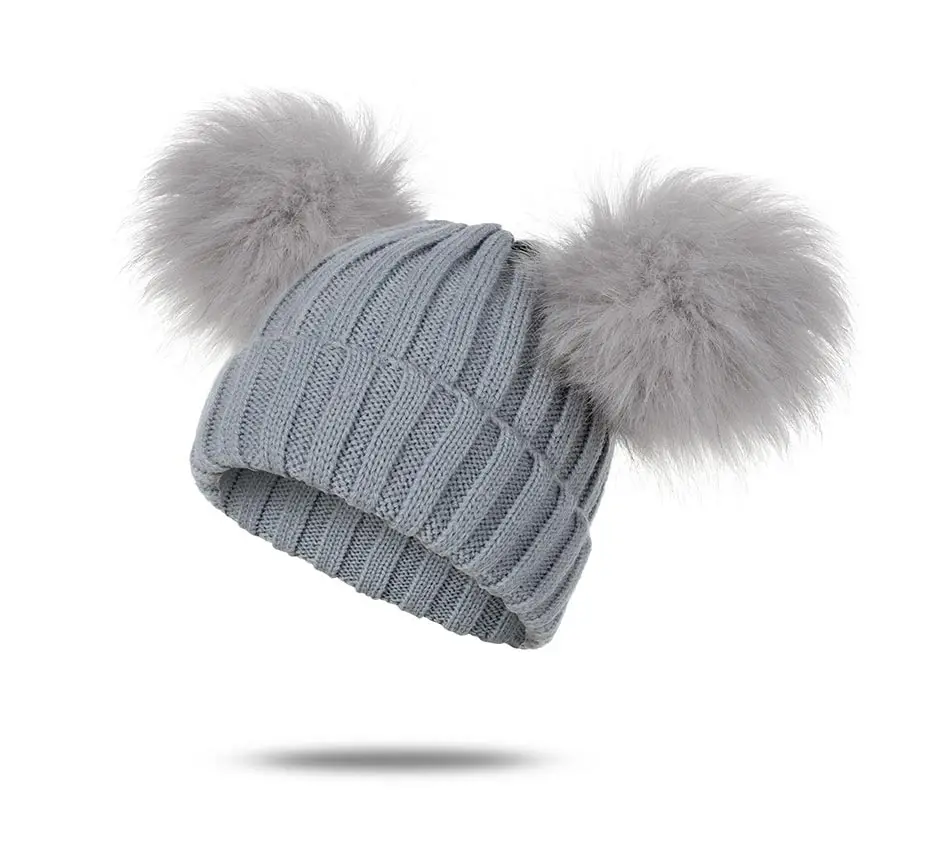 Molixinyu зимняя вязаная шерстяная шапка с двойными шапками для новорожденных, зимняя теплая шапка для мальчиков и девочек 0-3 лет, детская шапка Wnter