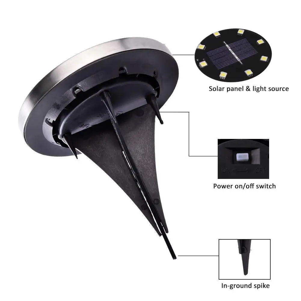v com 600 Refrescante Jardim Subterrâneo Levou Diodo Lâmpada Luz Solar Ip65 100ma 2 Mah Bateria Recarregável Aaa Ni-mh Abs 5 Luz Solar IP65 100mA 2 V Com