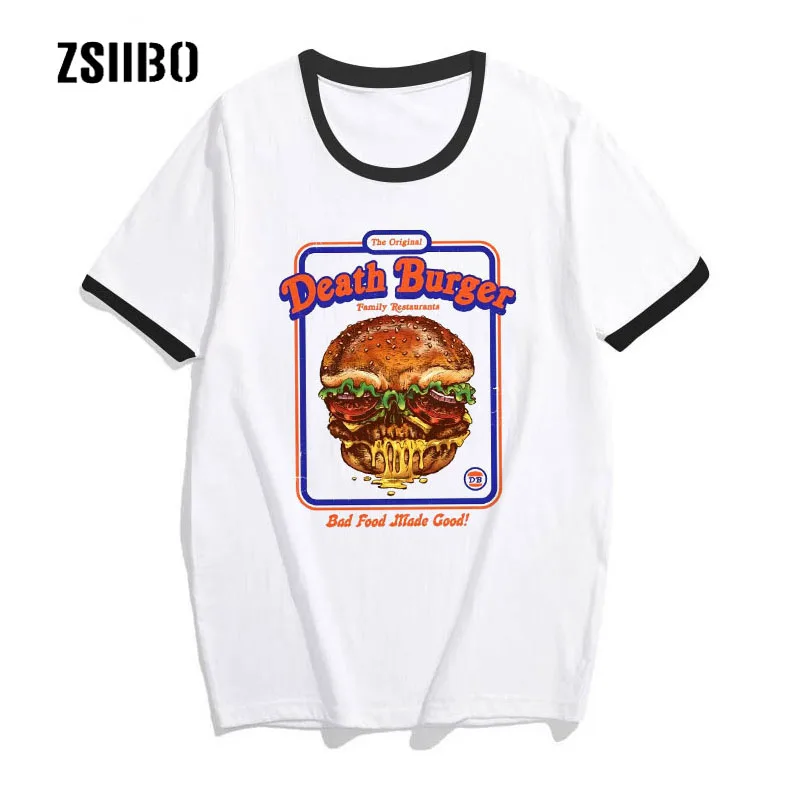 

Summer female short-sleeved hamburger print letters fun new print large size loose casual couple hip hop Harajuku T-shirt tops