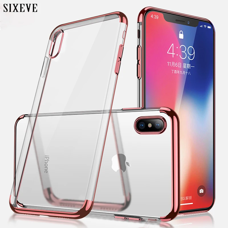 

Luxury Silicone Soft TPU Case For iPhone 8 8Plus 7 7Plus 6 S 6s Plus 6Plus X XS Max XR Transparent Plating Shining Phone Cover