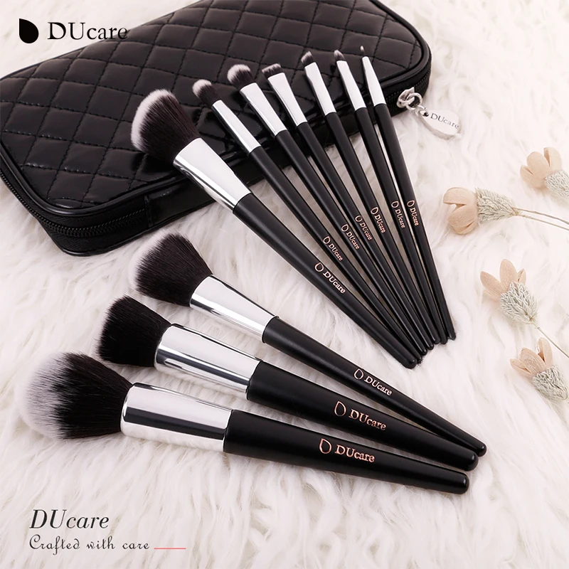 DUcare 10pcs Set Brand Makeup Brushes Kit Superior Professional Soft Cosmetic Brushes With Case Travel Make