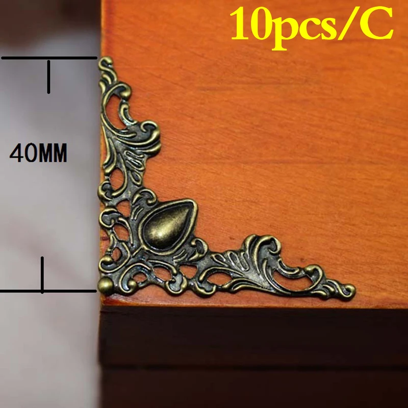 

Box Case Decorative 10 Pcs/Pack Iron Retro Flower Pattern Carved Metal Crafts Bronze Chinese Box Sticker