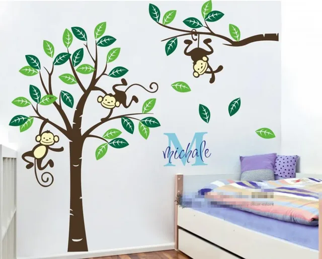 Large 1 9m High Personalized Name Monkey Tree Wall Art Stickers Kids Large 1 9m High Personalized Name Monkey Tree Wall Art Stickers Kids Nursery Vinyl Decals Customized