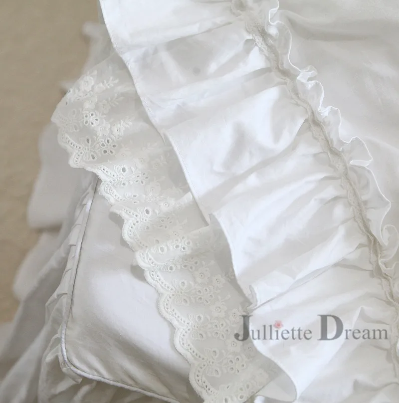 Роскошный комплект постельного белья с вышивкой, романтическое кружевное покрывало с рюшами, свадебное декоративное текстильное покрывало на кровать, Элегантный Пододеяльник