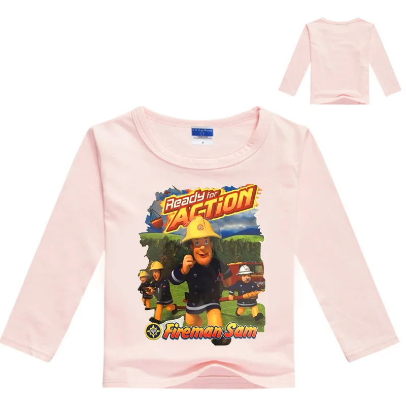 

Children Long Sleeve T Shirts Boys Clothes Cartoon Fireman Sam Print T Shirt Funny Cute Girl Casual Cotton T-Shirt Kids Tops Tee