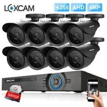 LOXCAM H.265+ 8Ch 4MP CCTV система 4MP Металл IP66 водонепроницаемый Крытый Открытый безопасности День Ночь Камера видеонаблюдения