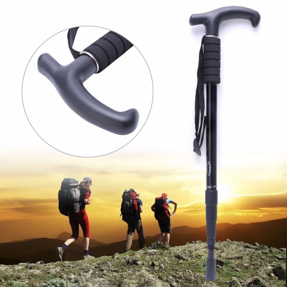 4 sección ajustable senderismo antichoque bastón Polo Trekking muletas