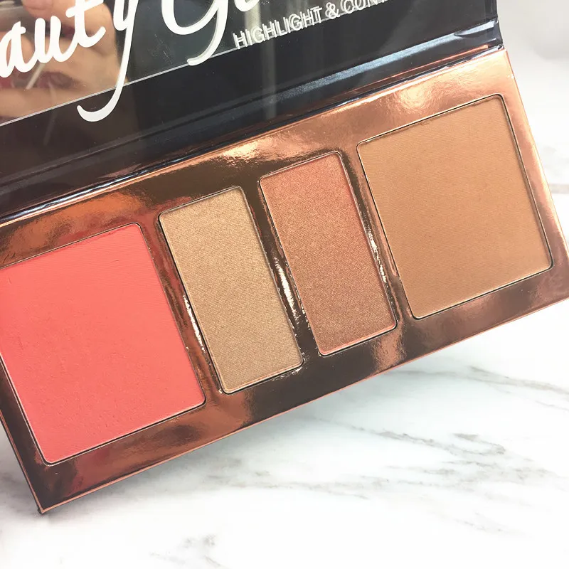 Beauty Glazed Brand Makeup Highlight Palette Powder Shadow Cosmetics Matte Face Pressed Pale 4 Colors In 1 |