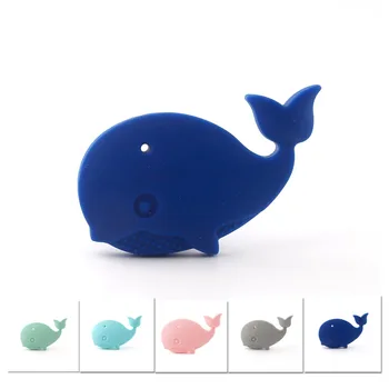 

Bite Bites Whale Silicone Cool Baby Toys Navy Blue Teething Chewable BPA Free Pendant For Nursing Necklace Teether Baby Teether