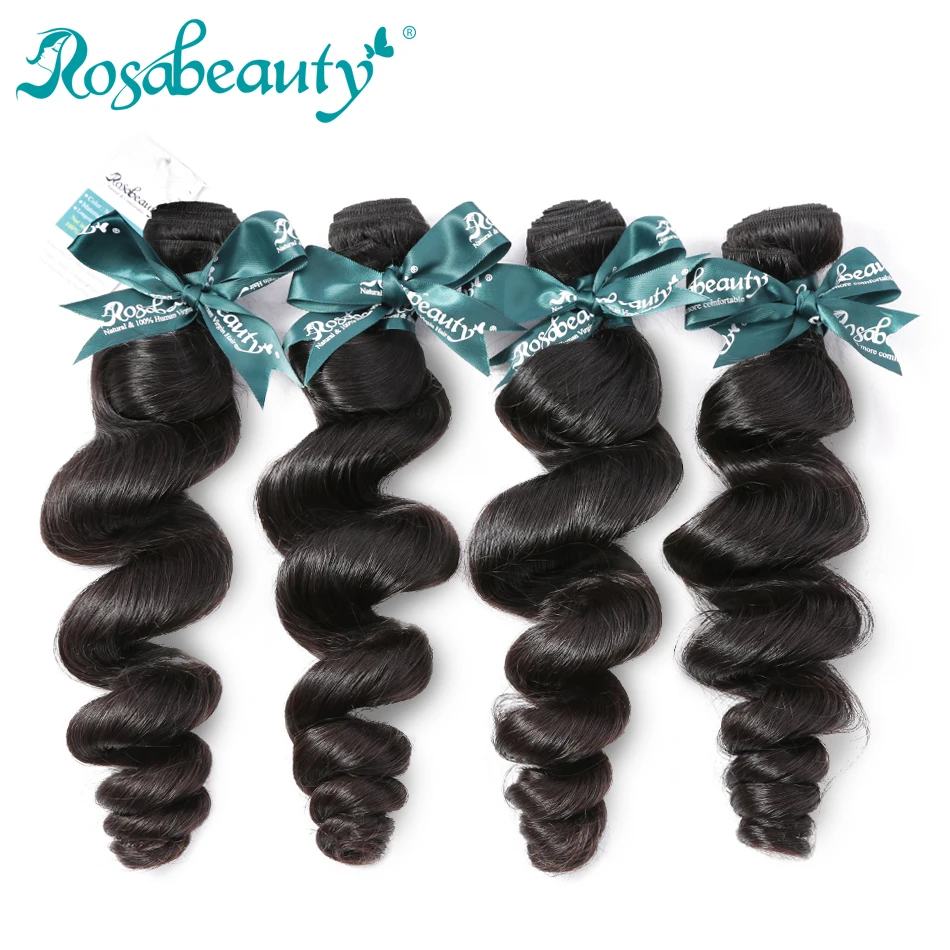 Rosabeauty девственные волосы 4 шт./партия свободные волнистые в наборе с натуральным