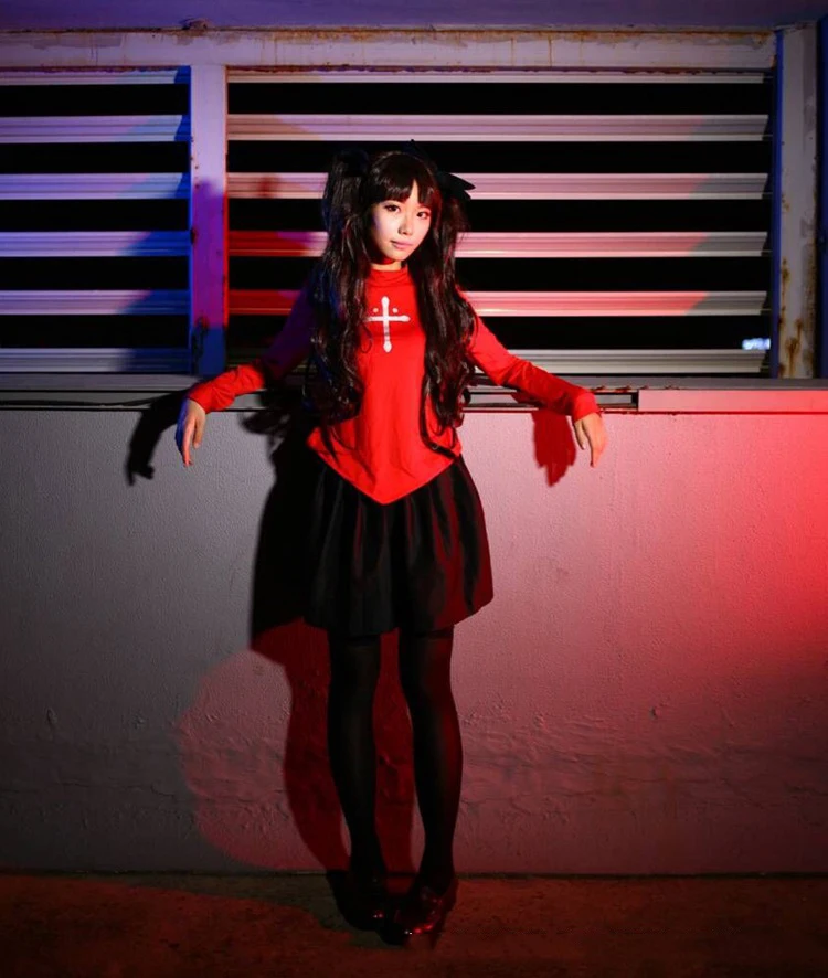 Rin tohsaka Косплей Костюм женский для праздника Хэллоуин костюм Fate/Stay Night Rin Tohsaka Униформа платье Cos аниме топы юбки набор париков