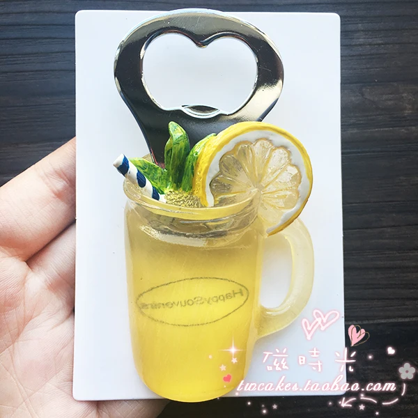 Летний лимонный сок, открывалка для коктейлей, магнит на холодильник, 3d магнит-наклейка на холодильник, сувенир для путешествий, кухня, украшение для дома