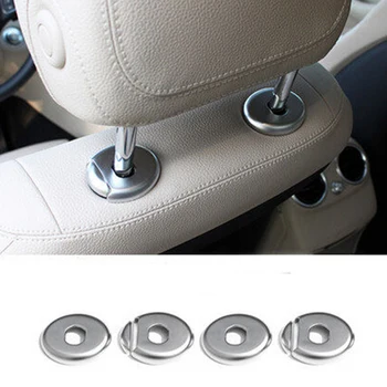 

6pcs Chrome Seat Headrest Case Cover Trim For Mercedes-Benz GLC Class X205 16-17 & C Class W205 15-17