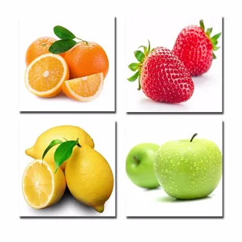 

2018 Latest 4 Panels Canvas Wall Art Fruit Painting For Home Kitchen Decorative Art Picture Paint on Canvas Prints