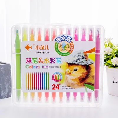 Двойные головки акварельные кисти маркеры манги набор для школы рисования цветные маркеры для эскиза художественного дизайна suppies подарок для ребенка - Цвет: 24 colors