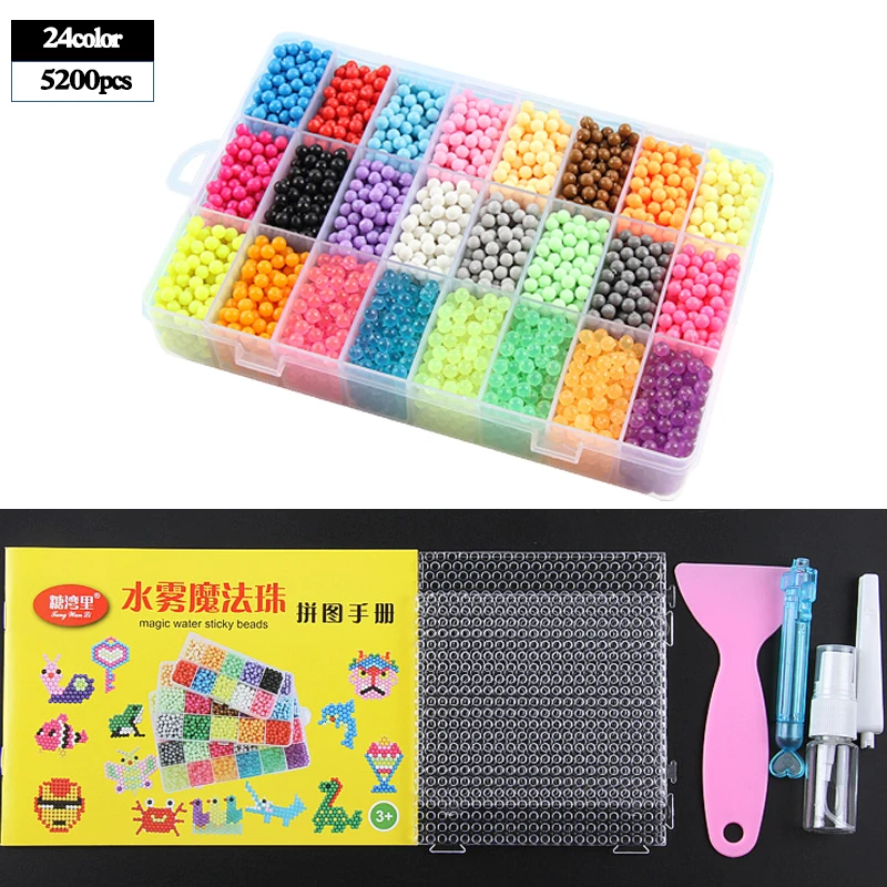 

5200 pcs DIY Magic Aqua beads Animal Molds Hand Making 3D Puzzle Kids Educational Aqua beads Toys for Children Spell Replenish