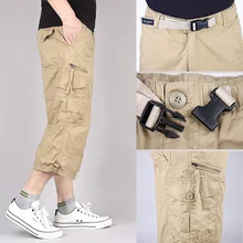 Летние мужские походные тактические шорты с множеством карманов на молнии карго однотонные мужские плюс размер мужские s тактические шорты спортивные штаны