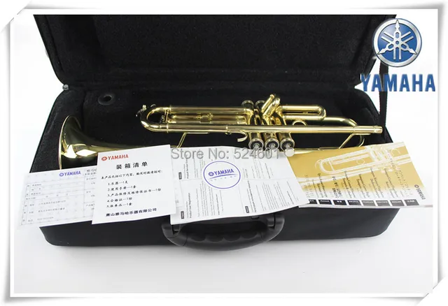 Best price at $247 Cheap YTR - 2335 adjustable small brass instruments Bb trumpet gold lacquer Professional trumpete with nylon case trompeta mouthpiece