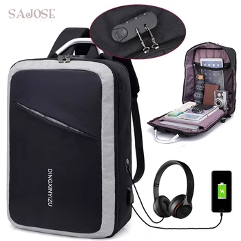 

Brand Men Laptop Backpack With USB External Charge Computer Shoulders Anti-theft Backpack Male Waterproof Backpack Drop Shipping