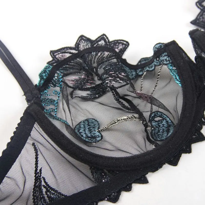 Women's Sexy Transparent Lace Lingerie Set with Ultra-thin Underwear, Bra, Briefs, and Panties for Lady Push Up Underwear image 5