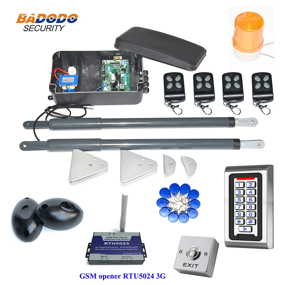 

AC220V 200KG Waterproof automatic dual arms swing gate Opener Operator closer metal access controller GSM opener optional