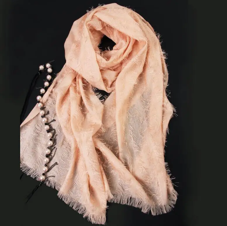 

70%Wool 30%Silk Scarf Women Blended wool Scarfs Winter Spring pashmina shawls High Quality Natural Fabric
