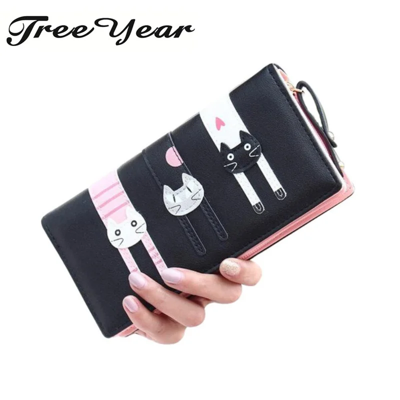 

2017 New Fashion Envelope Women Wallet Cat Cartoon Wallet Long Creative Female Card Holder PU wallet coin purses Girls