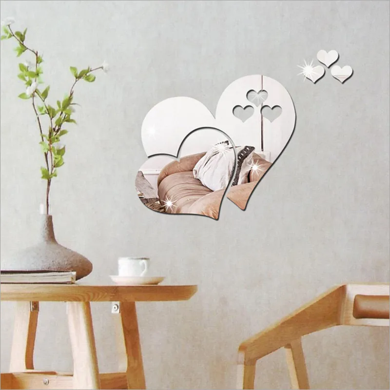 3D зеркало любовь сердца наклейки на стену Наклейка DIY художественная роспись для дома, комнаты настенный Декор Съемный# T2