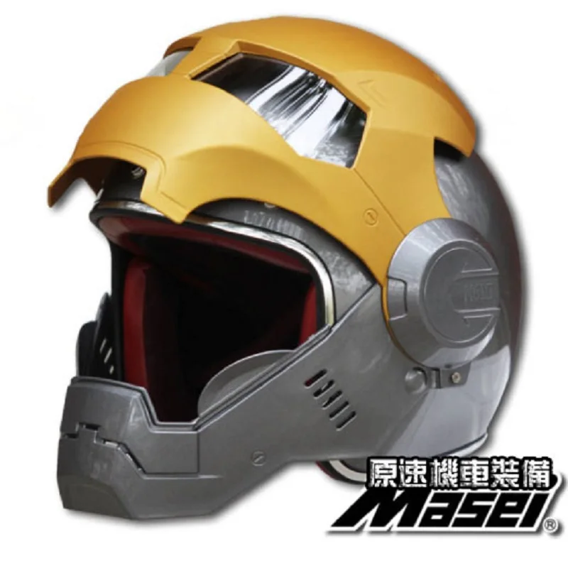 Шлем мотоциклетный с открытым лицом серого и золотого цвета 610|ironman motorcycle helmet|face