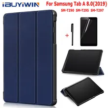 Чехол из искусственной кожи на магните для samsung Galaxy Tab A 8,0 SM-T290 T295 T297 8," чехол для планшета+ пленка для экрана+ ручка
