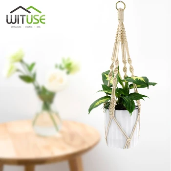 

New 3Pcs Rural Plant Hanger Flowerpot Holder String+Hoop Macrame Hanging Ropes S+M+L Basket Balcony Flowerpot Rope Decoration