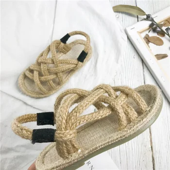 

Summer baby sandals Rope Plaited kids Boys and Girls Knitted sandals soft sole shoe Toddler children Girl fashion Beach shoes