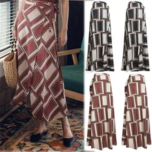 Клетчатая индивидуальная повязка, пляжные юбки, летние женские юбки с высокой талией, Тонкая Повседневная пляжная юбка, Прямая