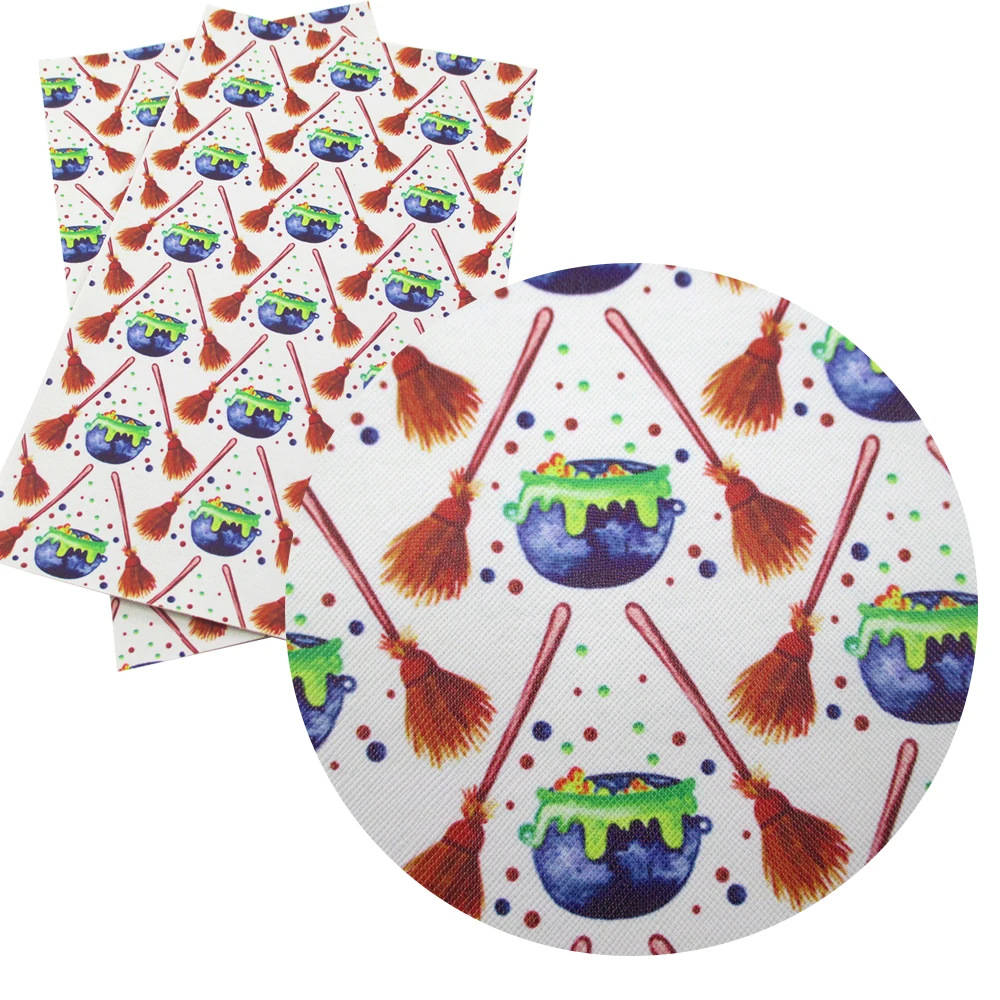 

David accessories 30*140cm Halloween Printed Synthetic Leather Patchwork For Hair Bow Handbags Handmade Materials DIY,1Yc4302