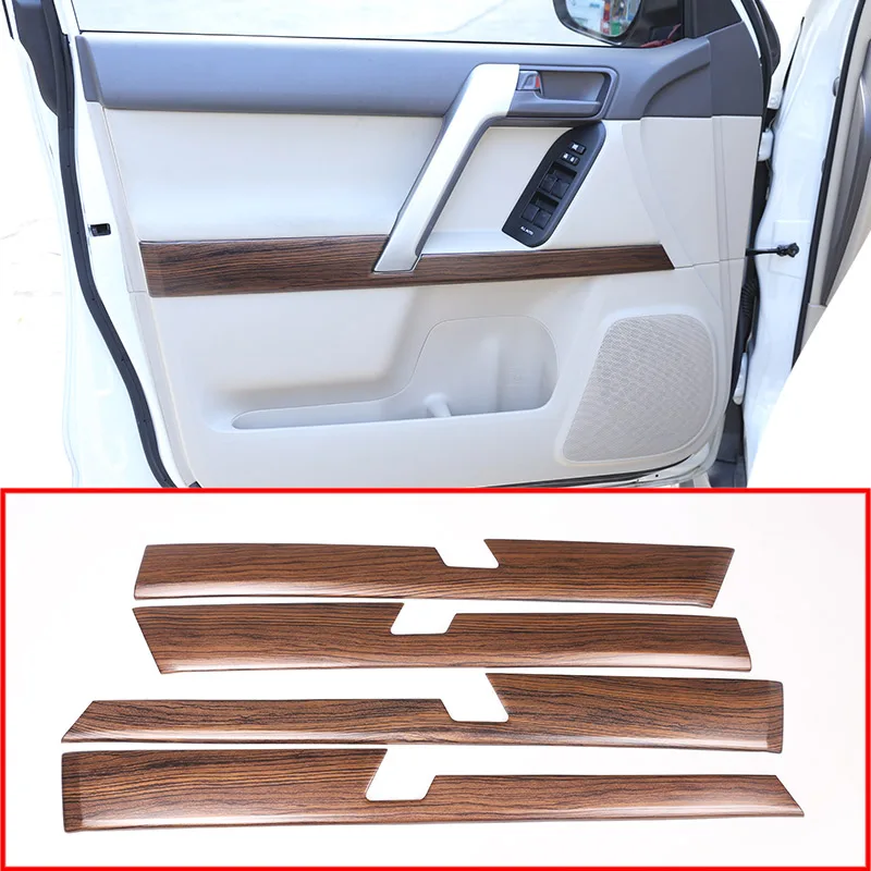 4pcs Pine Wood Grain Car ABS Interior Door Decoration Panel Trim For