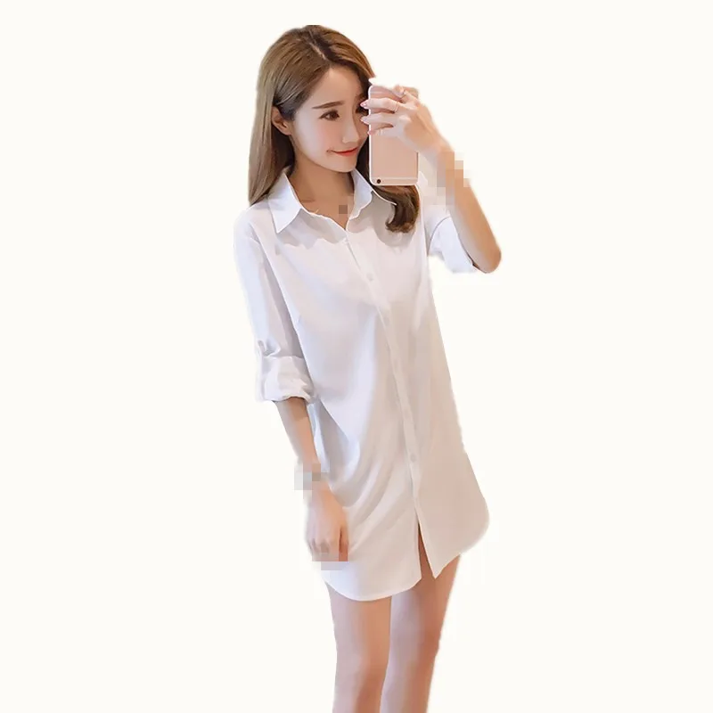 

B1702 2019 Spring autumn new han version long sleeves women's fashion wear white shirt cheap wholesale
