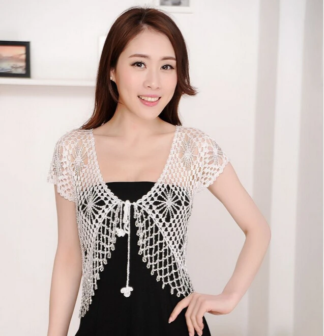 price reduction  15 Colors Summer Women Perspective Embroidery Shawl European Style Lace Jackets Fashion Female Shor