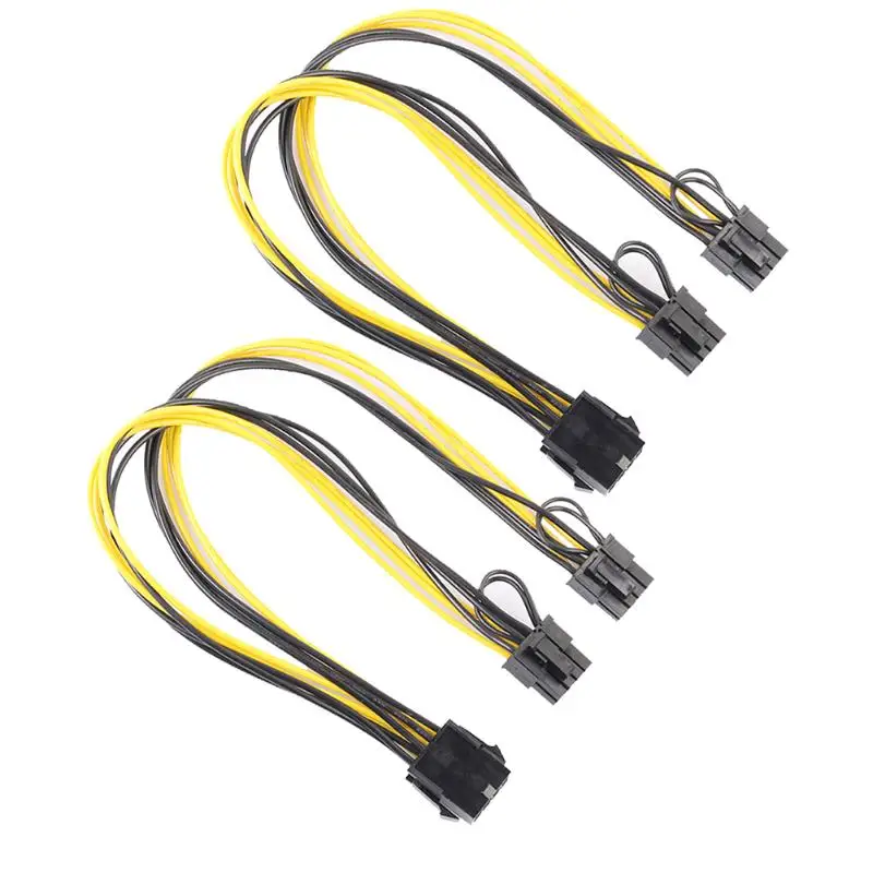2pcs GPU PCIe 8Pin to Graphics Video Card Double PCI-E PCIe 8Pin(6Pin+2Pin) Power Supply 18AWG Wire Splitter Cable for mining