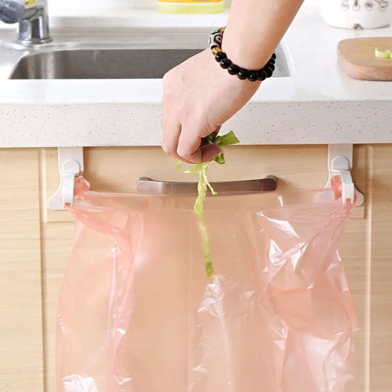 Белый пластиковый мешок подвешивается на кухонный шкаф дверь задняя подставка мусорное ведро для мусора домашние бытовые инструменты для уборки держатель стойки